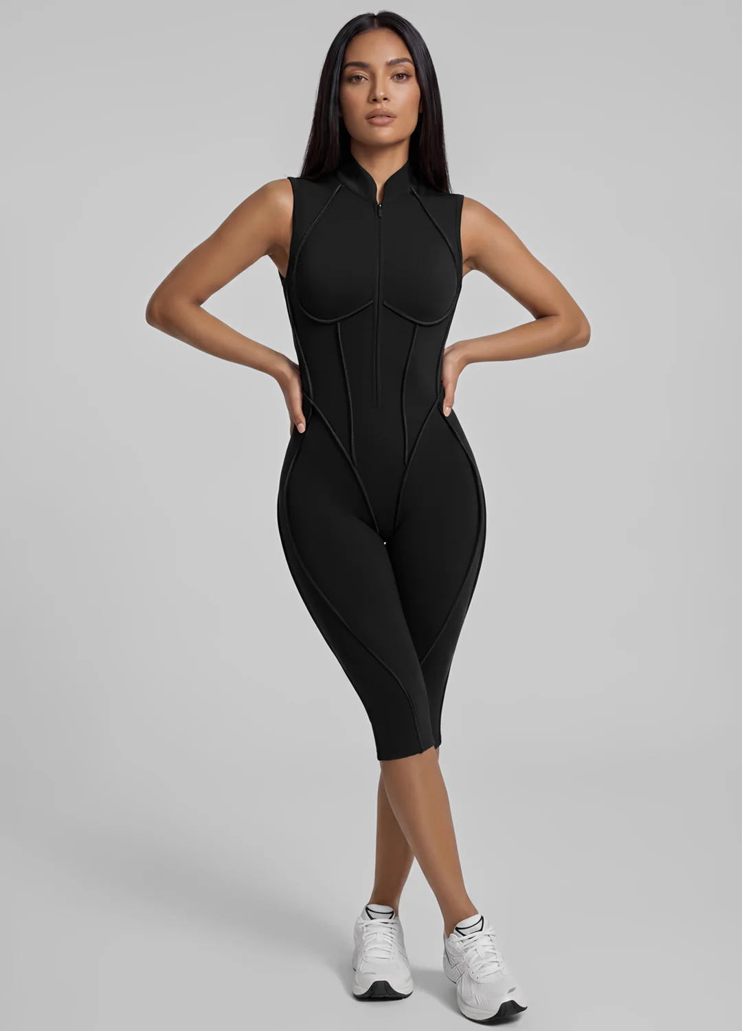 Closed-Back Sleeveless Capri Catsuit - Image 3
