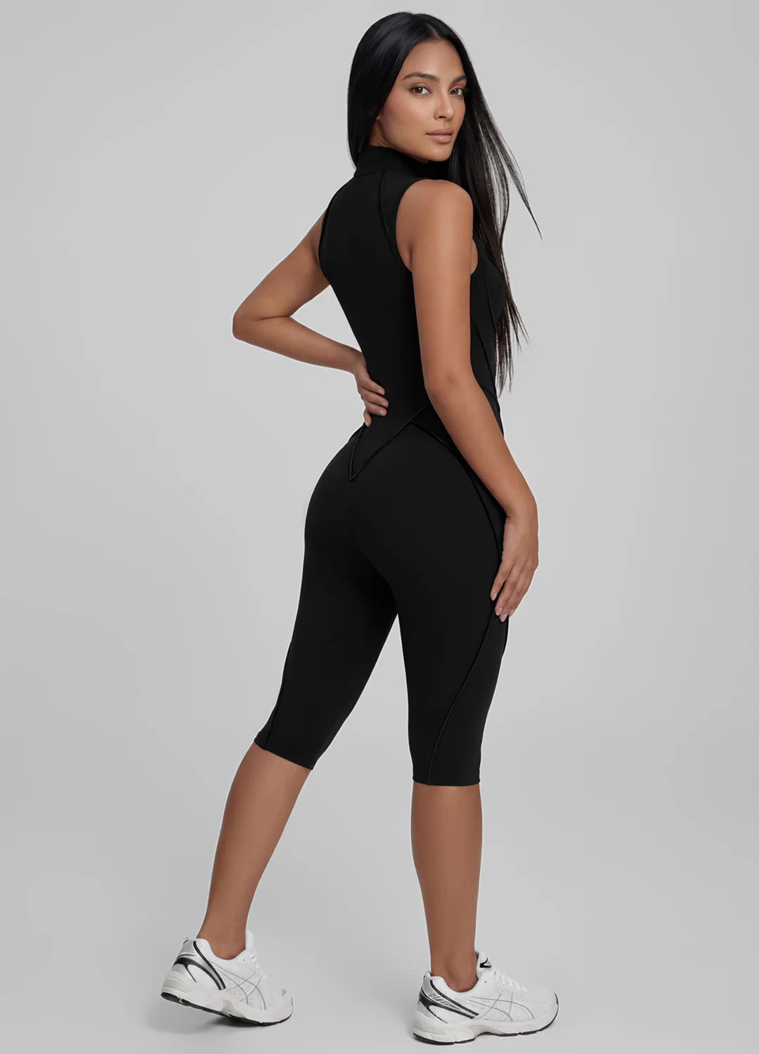 Closed-Back Sleeveless Capri Catsuit - Image 4