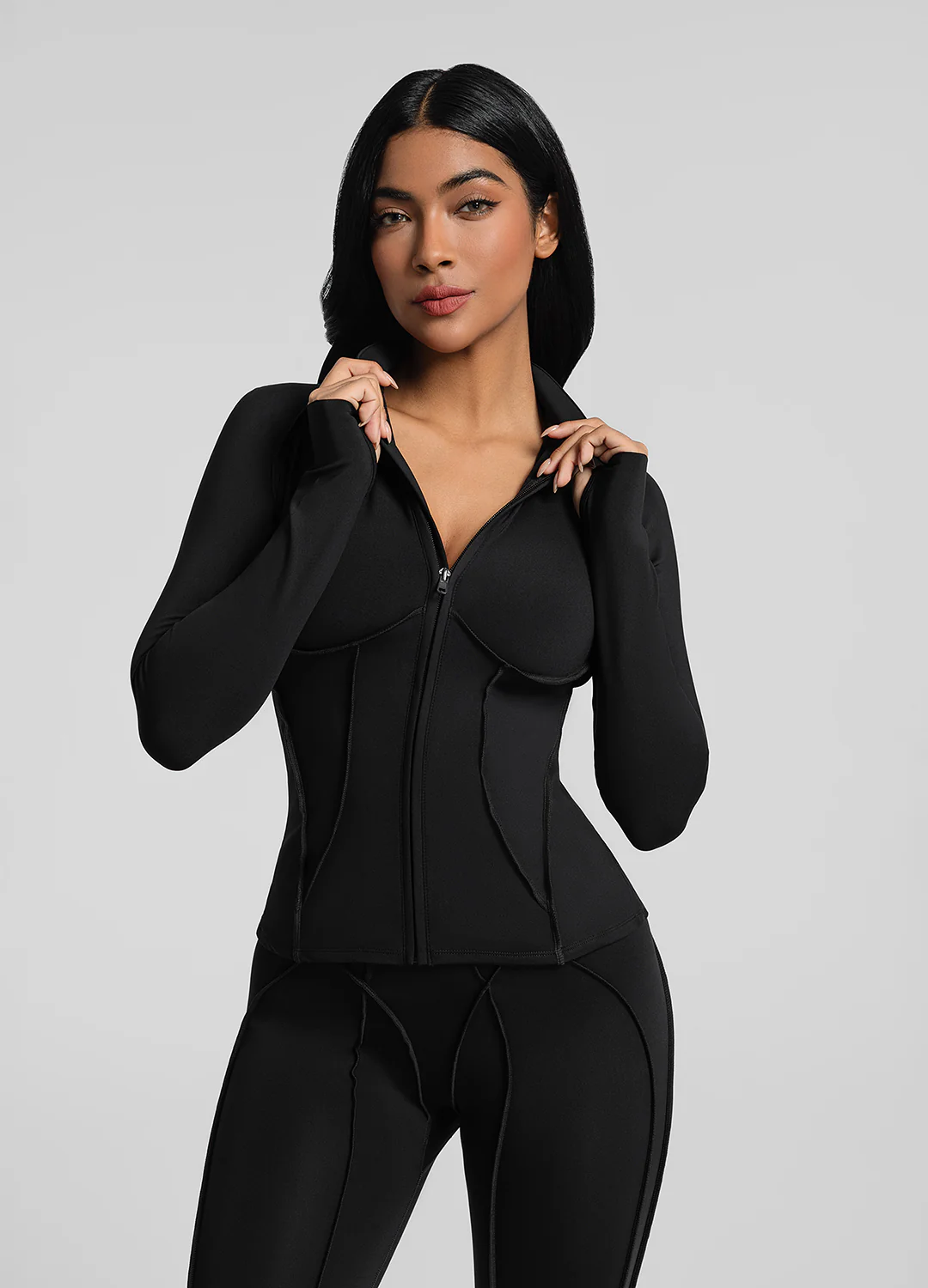 Contour Zip-Up Long Sleeve Top