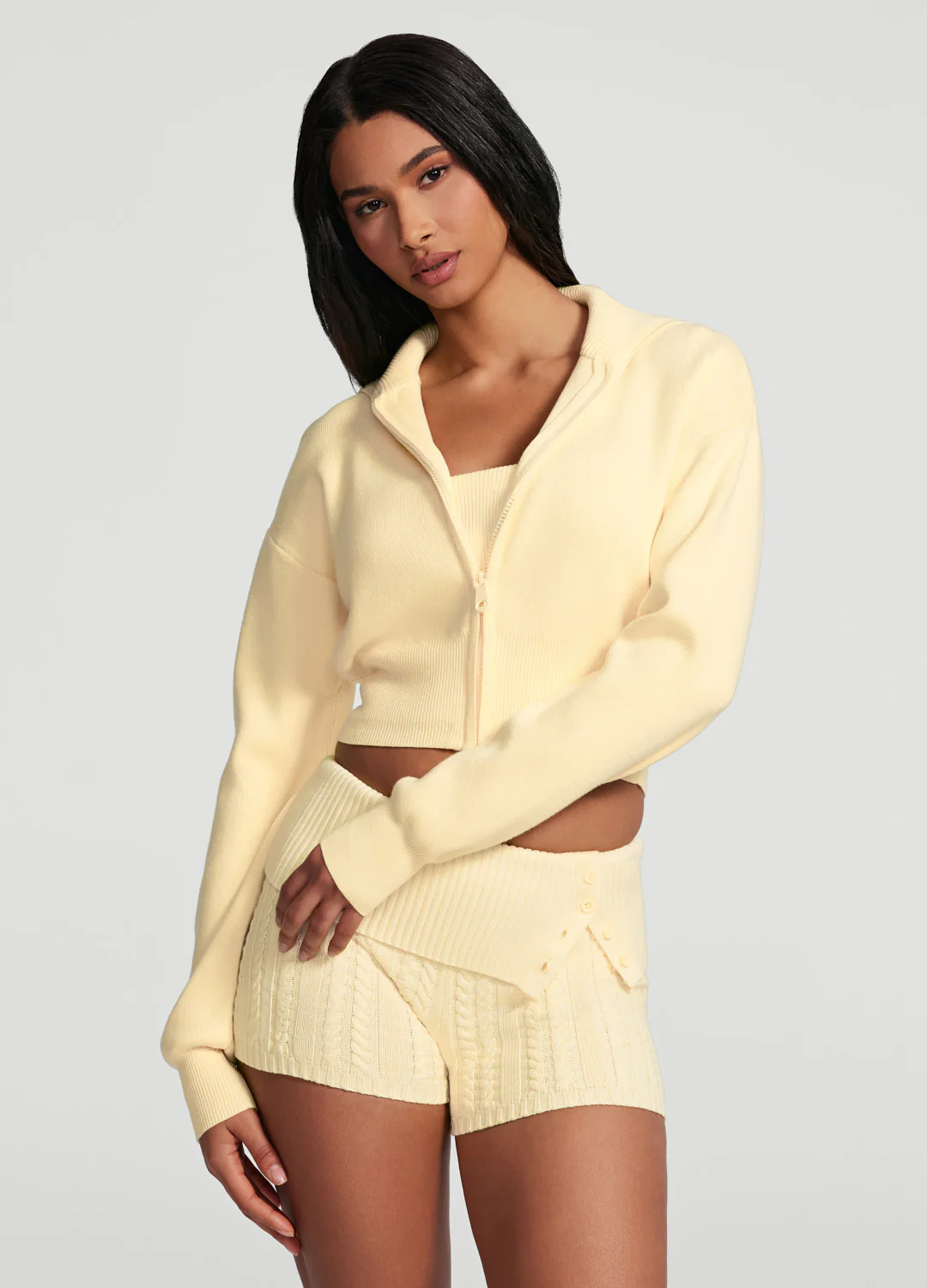 Knit Cropped Zip-Up Jacket - Image 5
