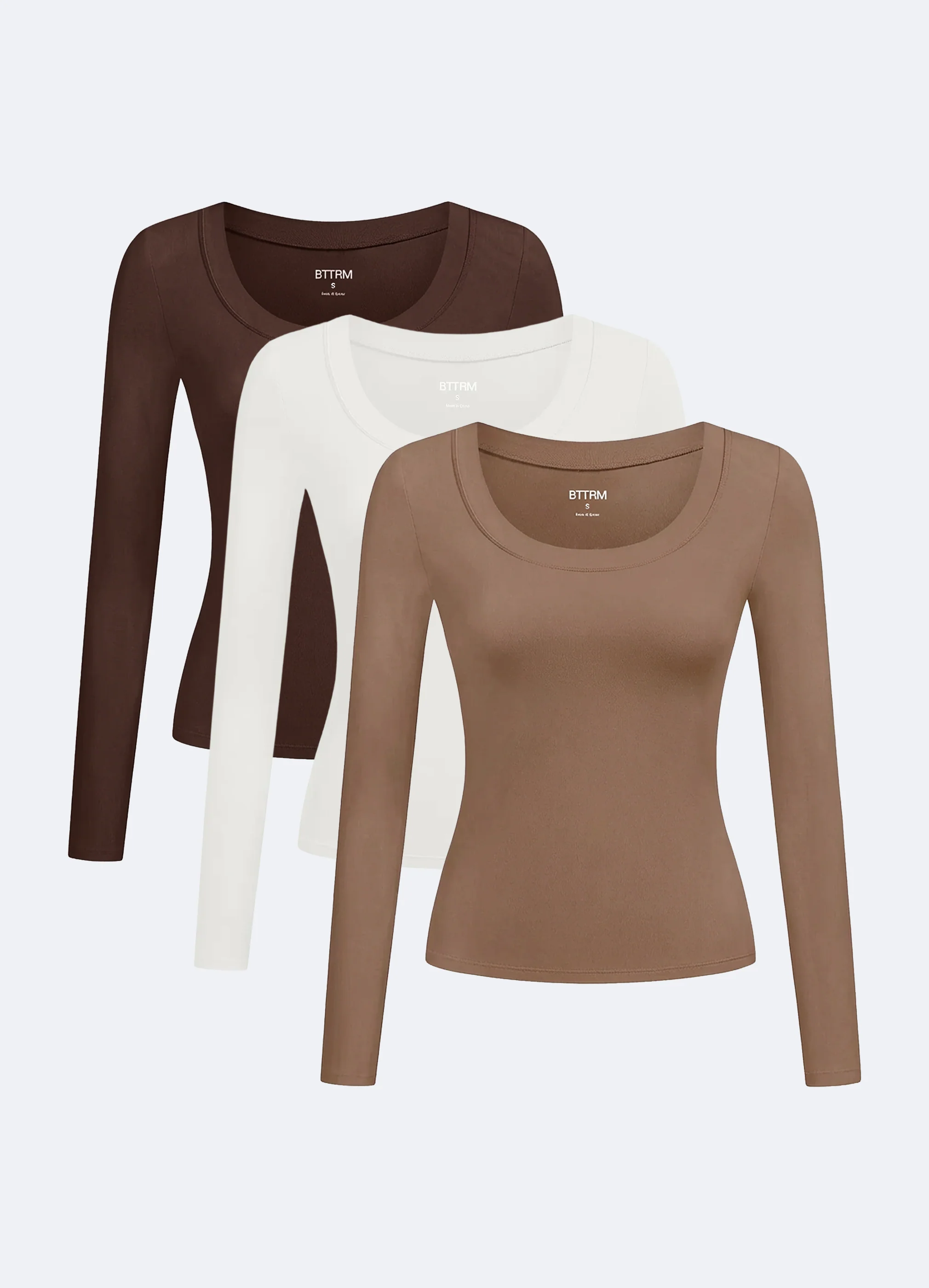 Scoop Neck Long Sleeve Top 3-Pack