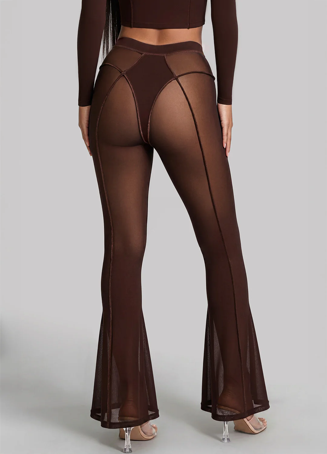 Semi-Sheer Contour Flare Leggings - Image 4