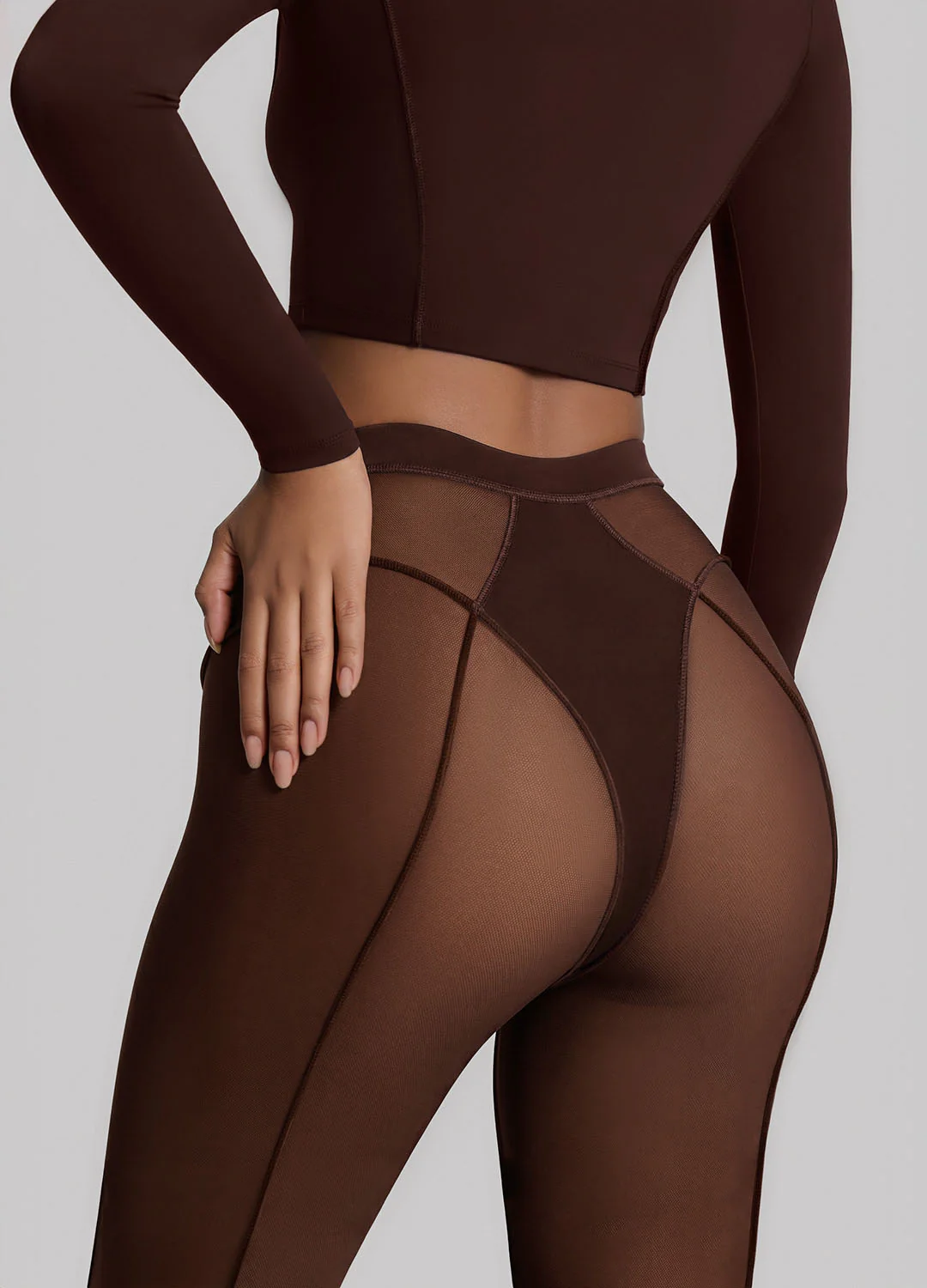 Semi-Sheer Contour Flare Leggings - Image 5