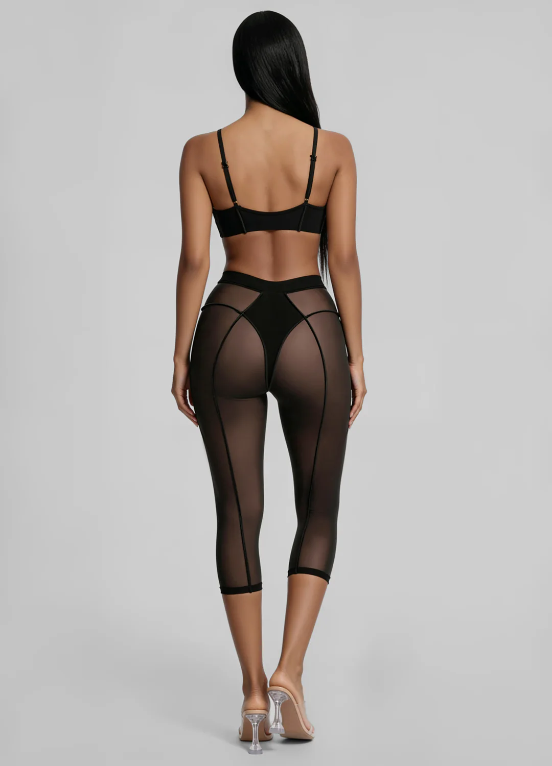 Semi-Sheer High-Rise Capri Leggings - Image 3