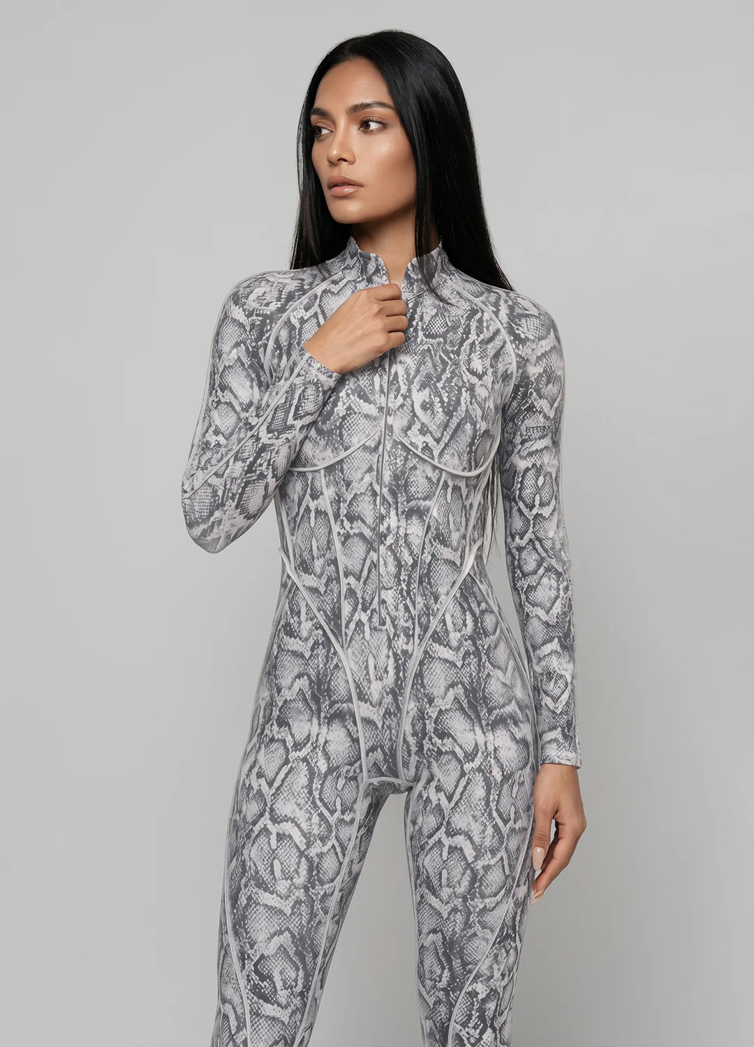Silver Snake Closed-Back Catsuit - Image 3