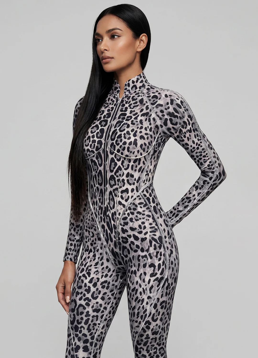 Snow Leopard Closed-Back Catsuit - Image 3